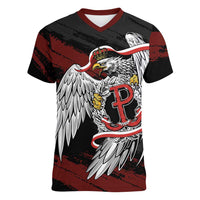 Polska Walczaca Crowned Eagle Women V-Neck T-Shirt Fighting Poland
