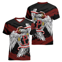 Polska Walczaca Crowned Eagle Women V-Neck T-Shirt Fighting Poland