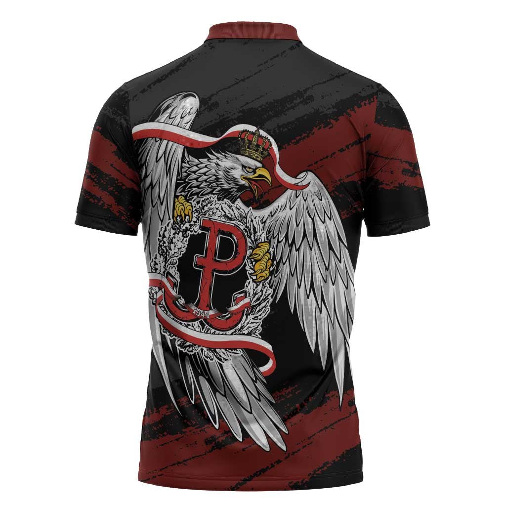 Polska Walczaca Crowned Eagle Zipper Polo Shirt Fighting Poland