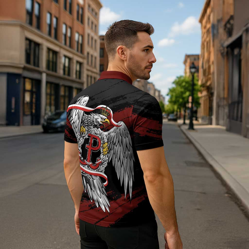Polska Walczaca Crowned Eagle Zipper Polo Shirt Fighting Poland
