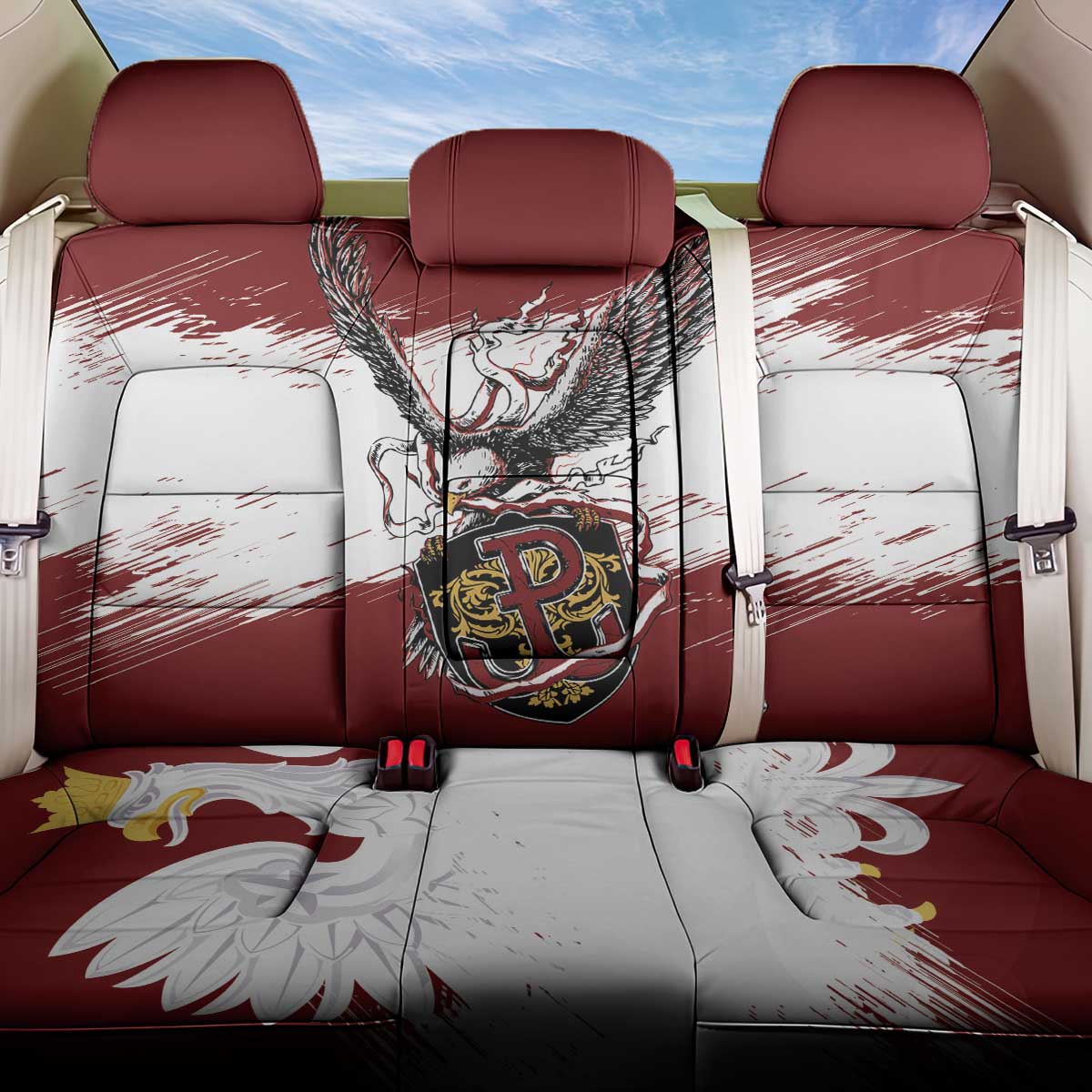 Poland Grunge Eagle Back Car Seat Cover Polska Walczaca