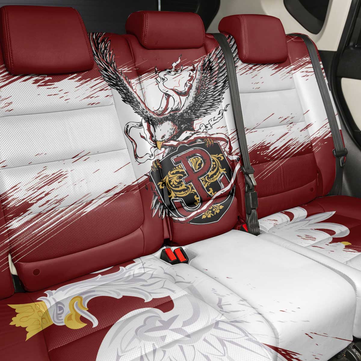 Poland Grunge Eagle Back Car Seat Cover Polska Walczaca