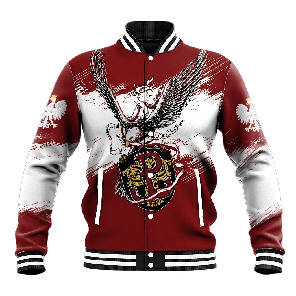 Poland Personalized Grunge Eagle Baseball Jacket Polska Walczaca