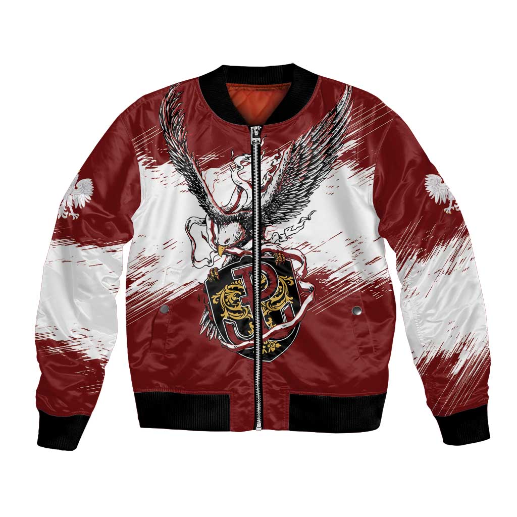 Poland Personalized Grunge Eagle Bomber Jacket Polska Walczaca