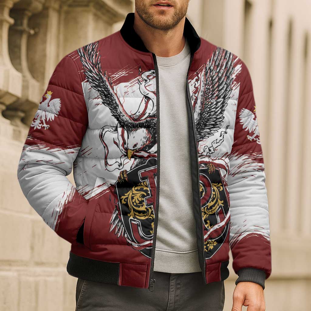 Poland Personalized Grunge Eagle Bomber Puffer Jacket Polska Walczaca