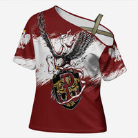 Poland Personalized Grunge Eagle Cross Shoulder Shirt Polska Walczaca