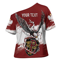 Poland Personalized Grunge Eagle Cross Shoulder Shirt Polska Walczaca