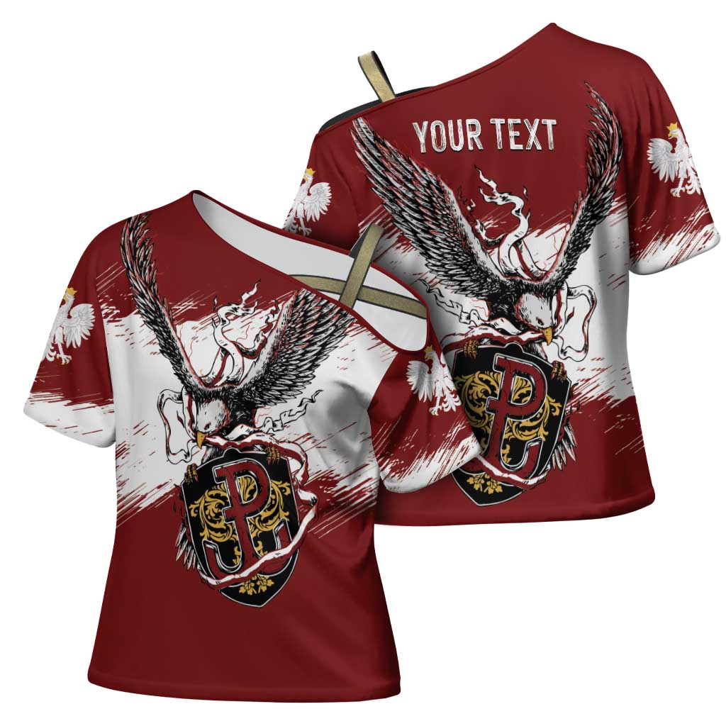 Poland Personalized Grunge Eagle Cross Shoulder Shirt Polska Walczaca