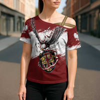 Poland Personalized Grunge Eagle Cross Shoulder Shirt Polska Walczaca