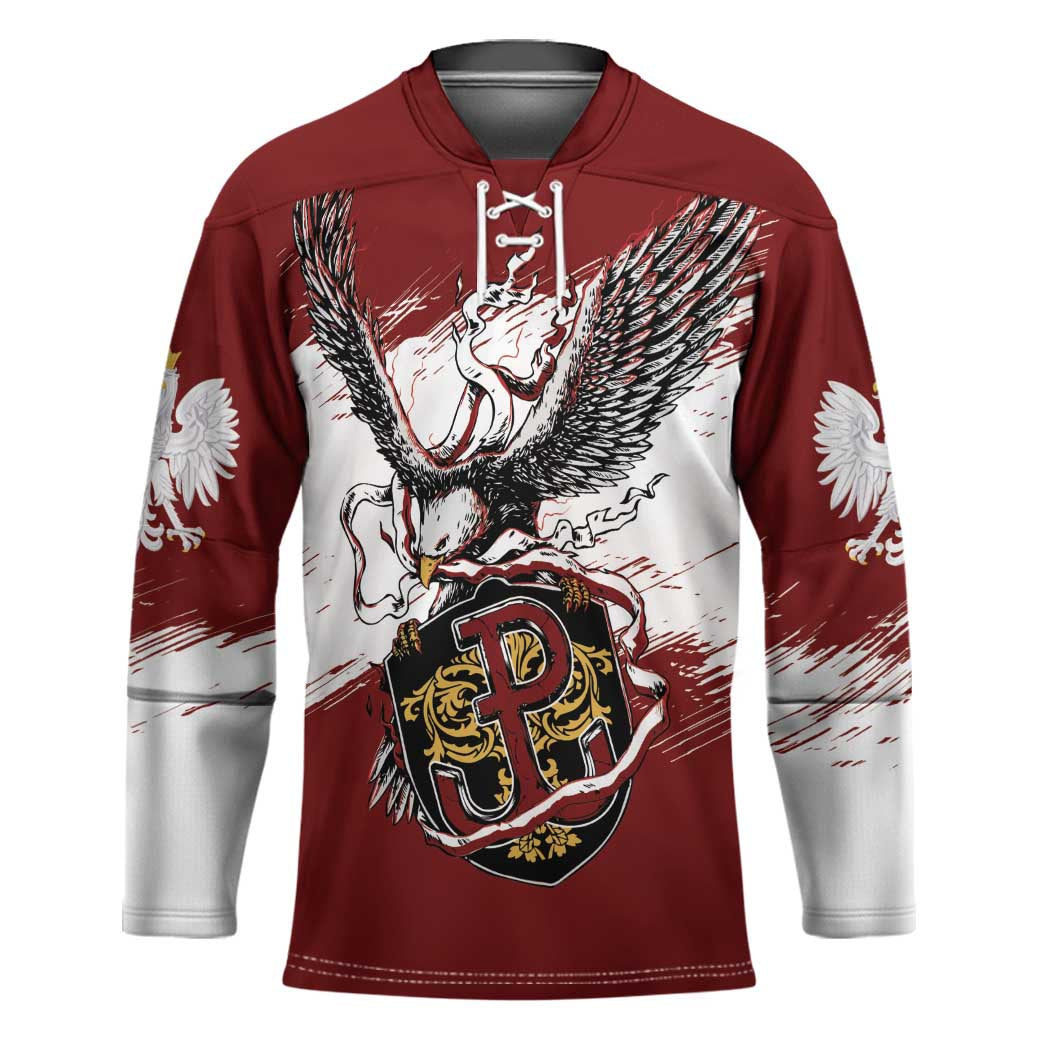 Poland Personalized Grunge Eagle Hockey Jersey Polska Walczaca