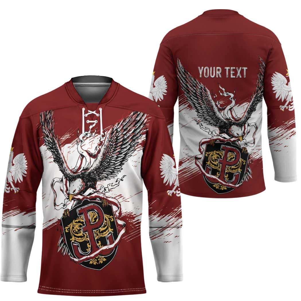 Poland Personalized Grunge Eagle Hockey Jersey Polska Walczaca
