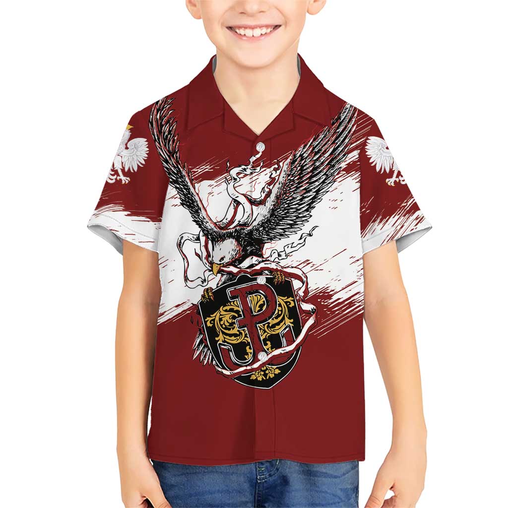 Poland Personalized Grunge Eagle Kid Hawaiian Shirt Polska Walczaca