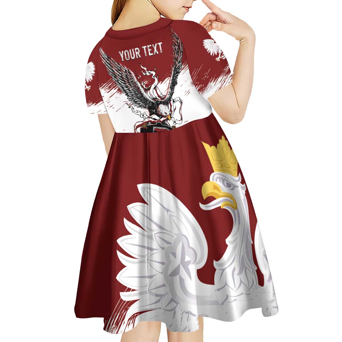 Poland Personalized Grunge Eagle Kid Short Sleeve Dress Polska Walczaca