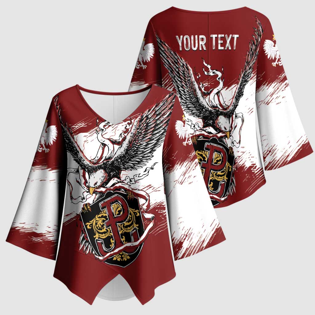 Poland Personalized Grunge Eagle Kimono Sleeve Blouse Polska Walczaca