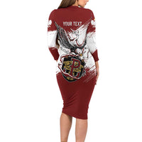 Poland Personalized Grunge Eagle Long Sleeve Bodycon Dress Polska Walczaca