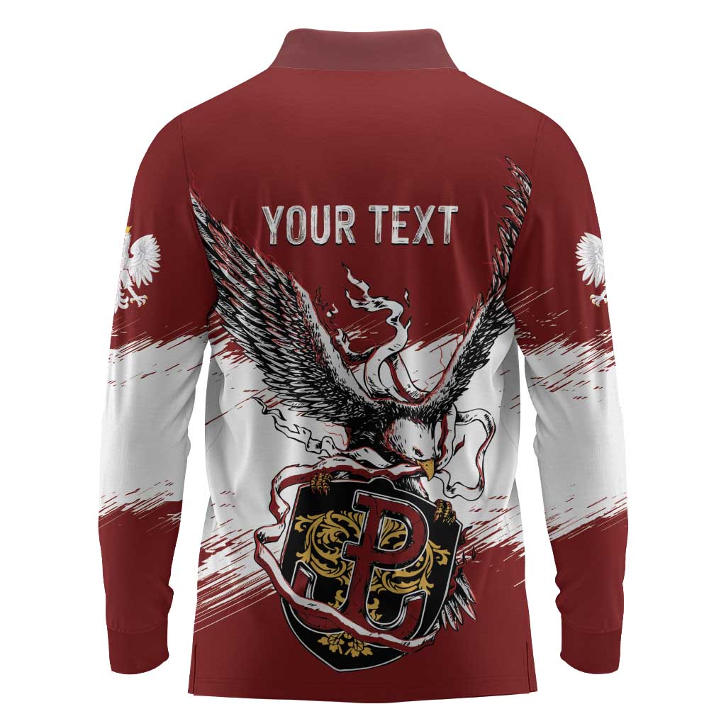 Poland Personalized Grunge Eagle Long Sleeve Polo Shirt Polska Walczaca