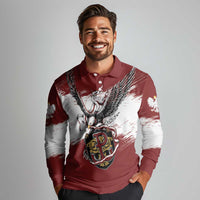 Poland Personalized Grunge Eagle Long Sleeve Polo Shirt Polska Walczaca