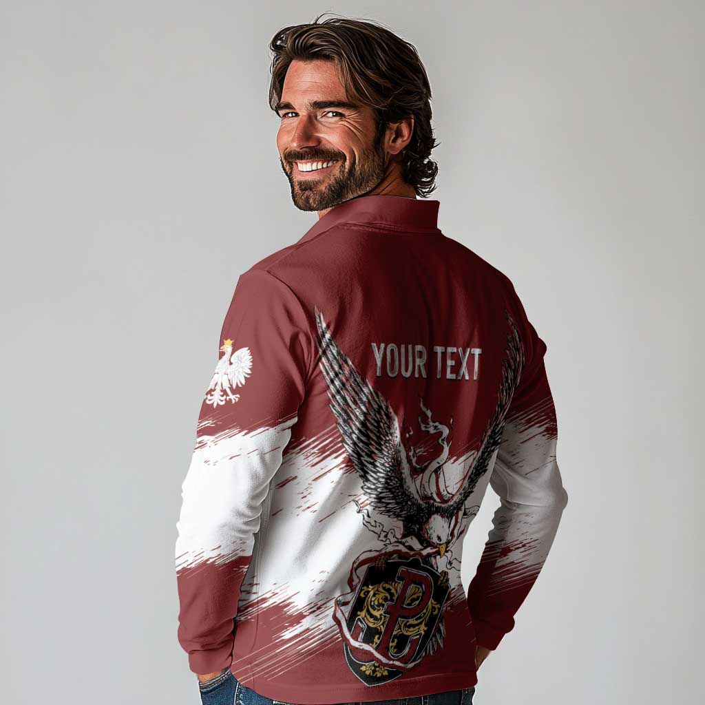 Poland Personalized Grunge Eagle Long Sleeve Polo Shirt Polska Walczaca