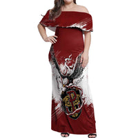 Poland Personalized Grunge Eagle Off Shoulder Maxi Dress Polska Walczaca