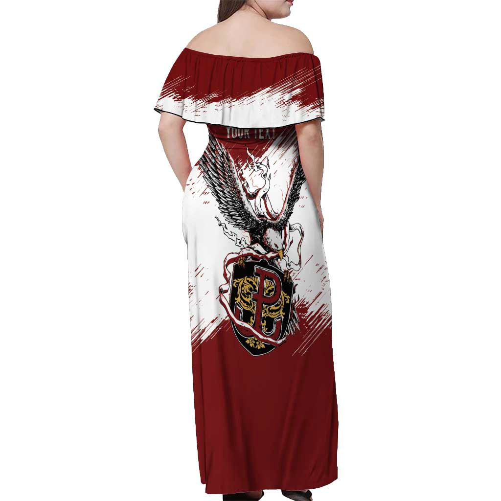 Poland Personalized Grunge Eagle Off Shoulder Maxi Dress Polska Walczaca