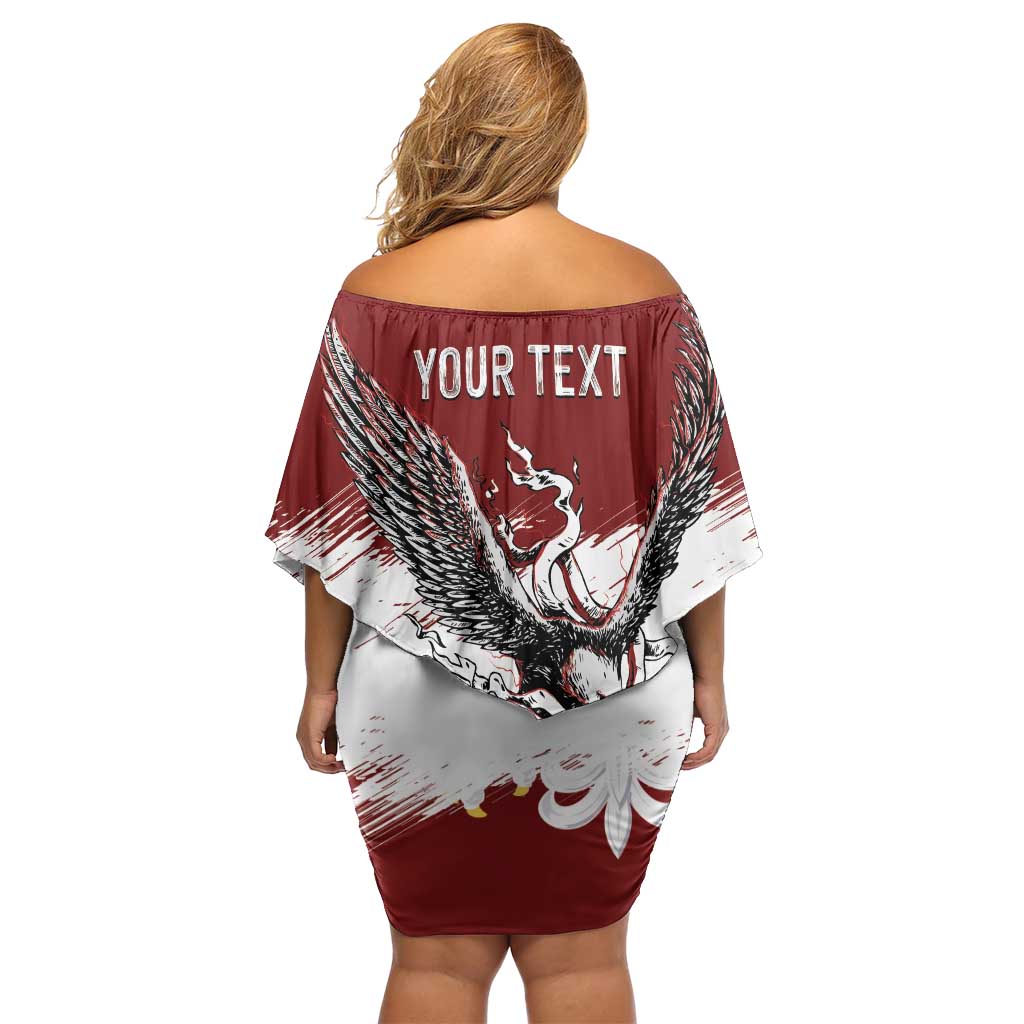 Poland Personalized Grunge Eagle Off Shoulder Short Dress Polska Walczaca