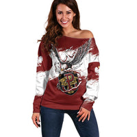 Poland Personalized Grunge Eagle Off Shoulder Sweater Polska Walczaca