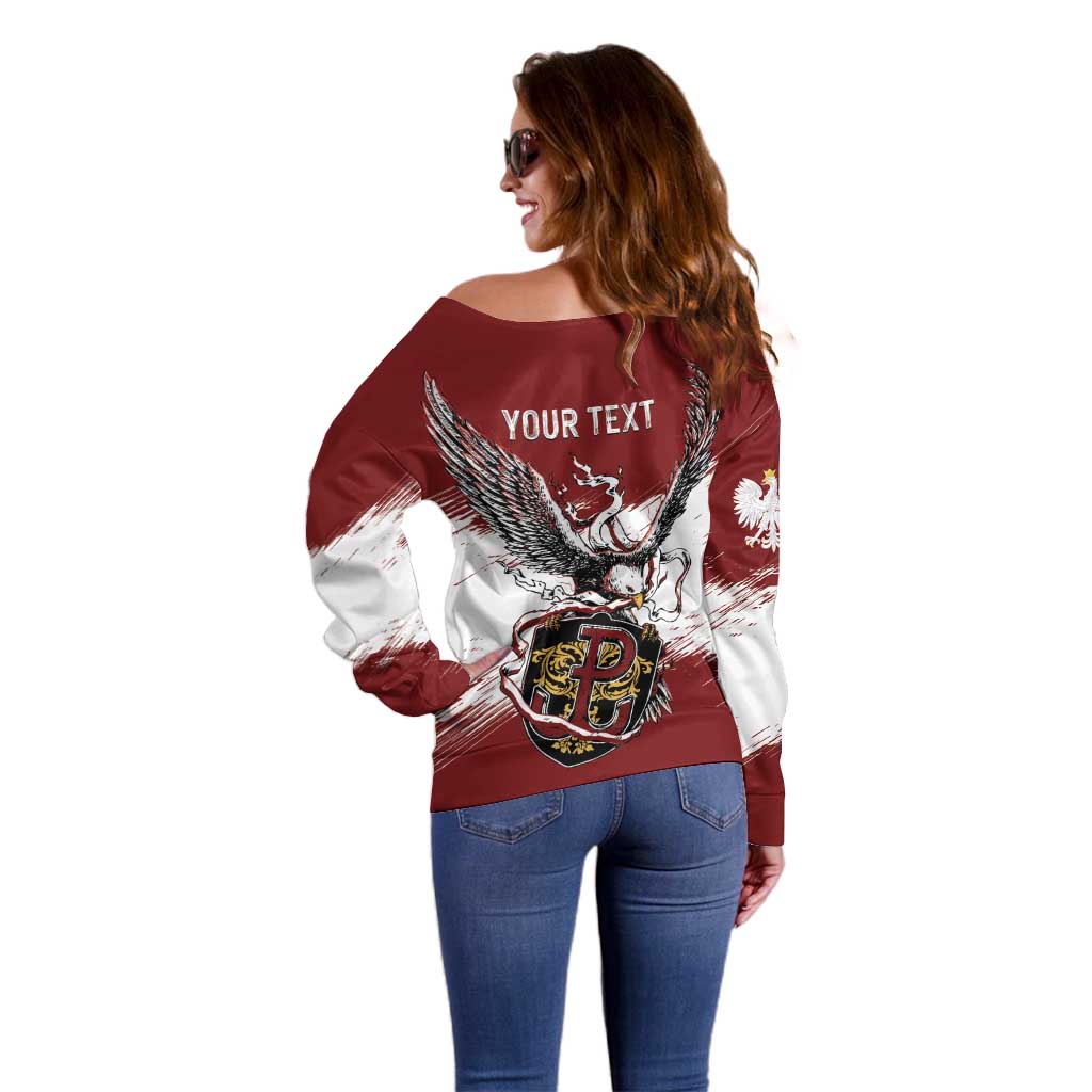 Poland Personalized Grunge Eagle Off Shoulder Sweater Polska Walczaca