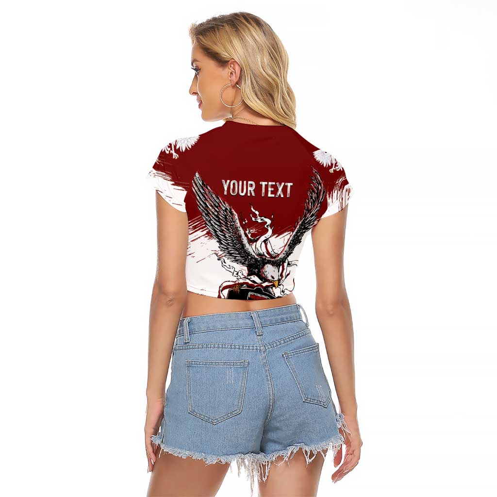 Poland Personalized Grunge Eagle Raglan Cropped T Shirt Polska Walczaca