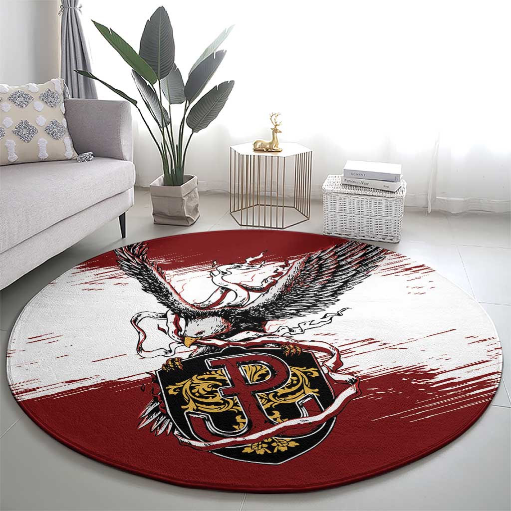 Poland Grunge Eagle Round Carpet Polska Walczaca