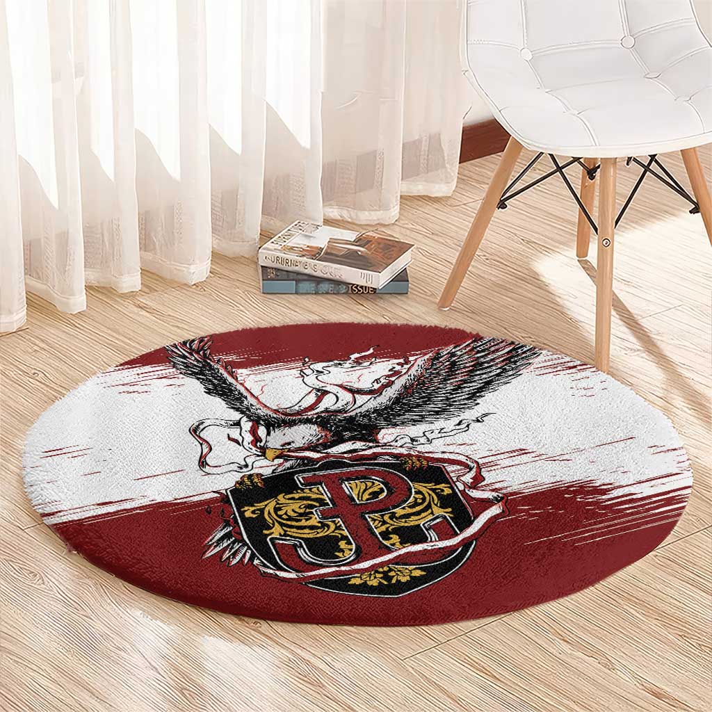 Poland Grunge Eagle Round Carpet Polska Walczaca