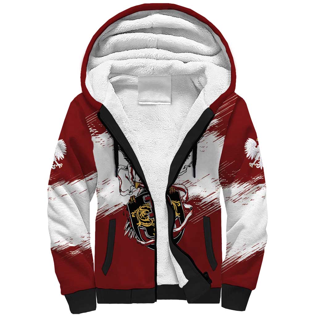 Poland Personalized Grunge Eagle Sherpa Hoodie Polska Walczaca