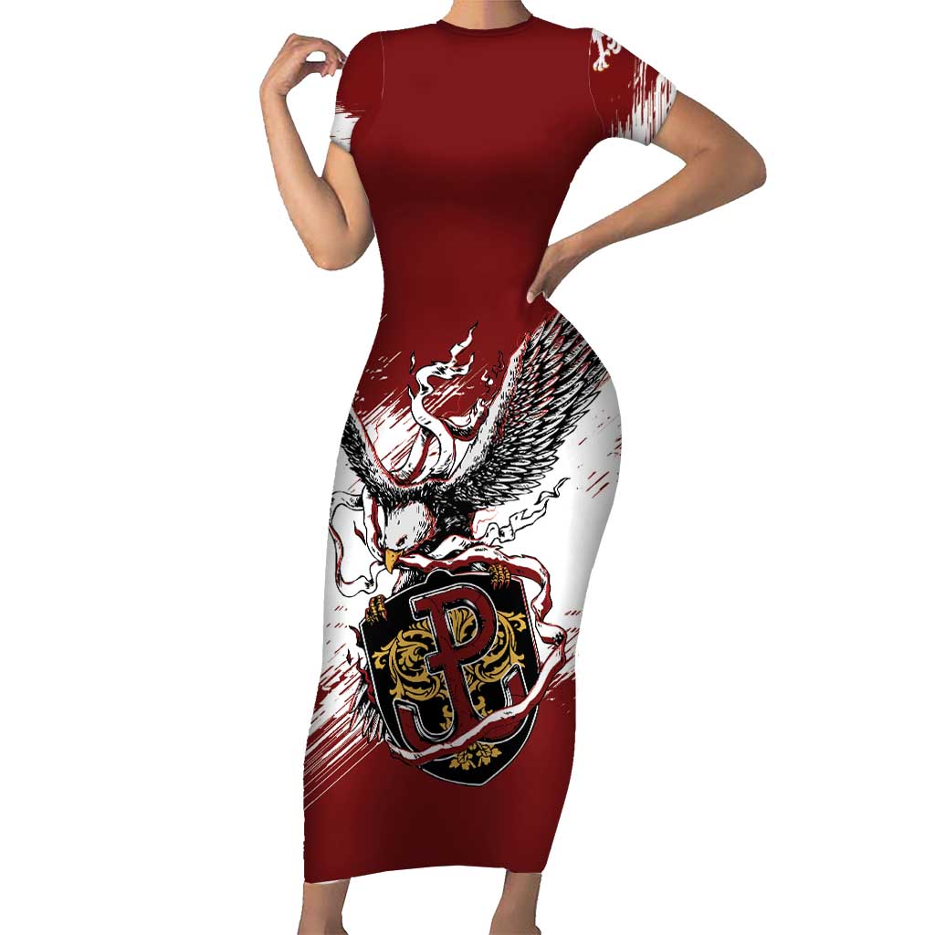 Poland Personalized Grunge Eagle Short Sleeve Bodycon Dress Polska Walczaca