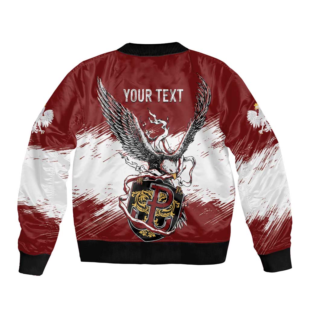 Poland Personalized Grunge Eagle Sleeve Zip Bomber Jacket Polska Walczaca