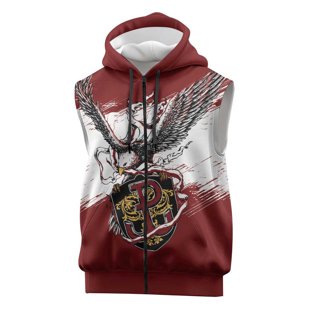 Poland Personalized Grunge Eagle Sleeveless Zip Hoodie Polska Walczaca