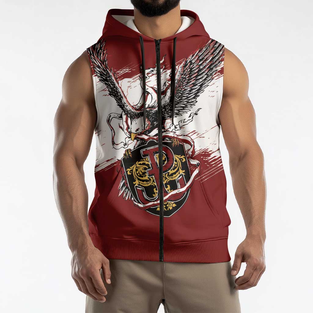 Poland Personalized Grunge Eagle Sleeveless Zip Hoodie Polska Walczaca