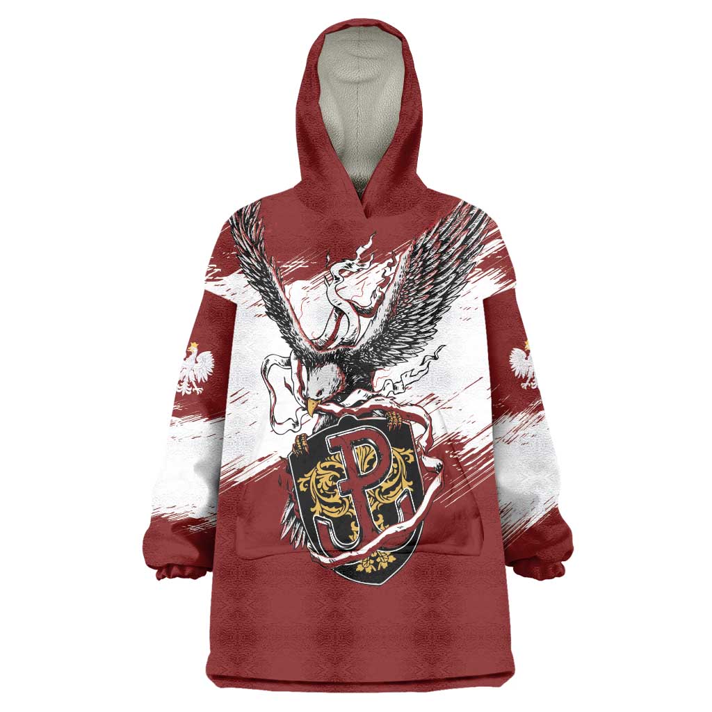 Poland Personalized Grunge Eagle Wearable Blanket Hoodie Polska Walczaca