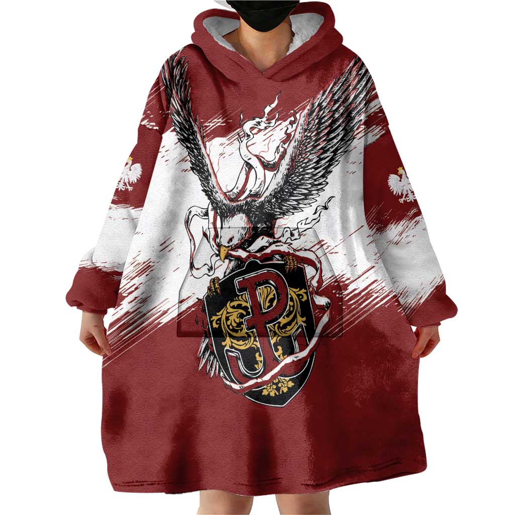 Poland Personalized Grunge Eagle Wearable Blanket Hoodie Polska Walczaca
