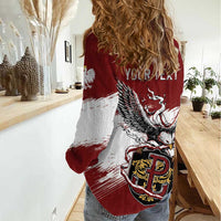 Poland Personalized Grunge Eagle Women Casual Shirt Polska Walczaca