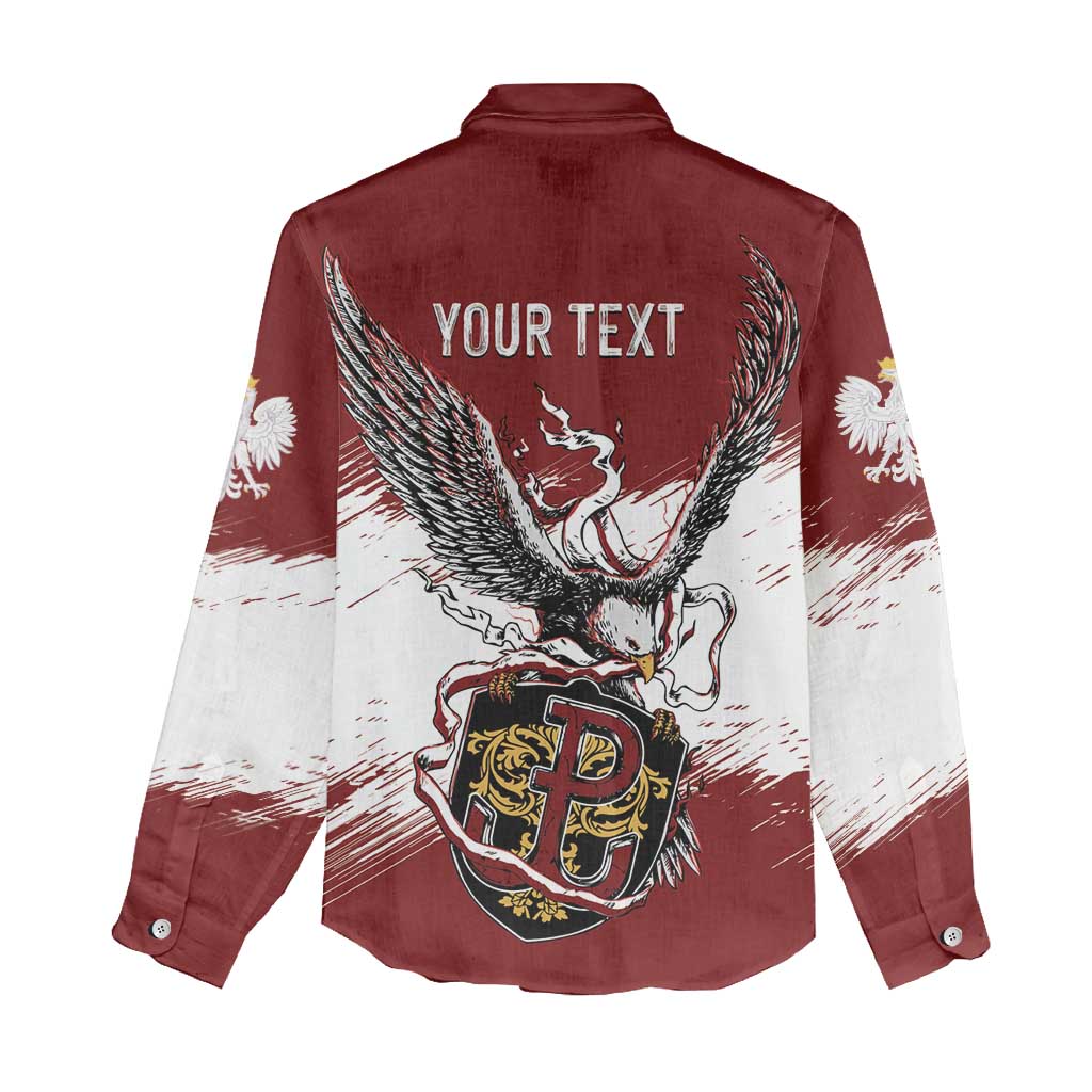 Poland Personalized Grunge Eagle Women Casual Shirt Polska Walczaca