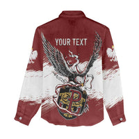Poland Personalized Grunge Eagle Women Casual Shirt Polska Walczaca