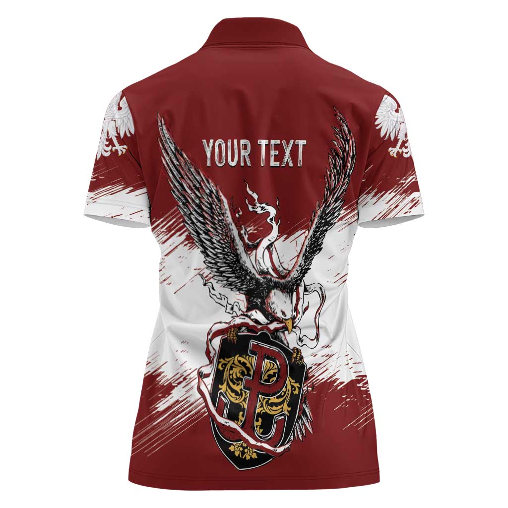 Poland Personalized Grunge Eagle Women Polo Shirt Polska Walczaca