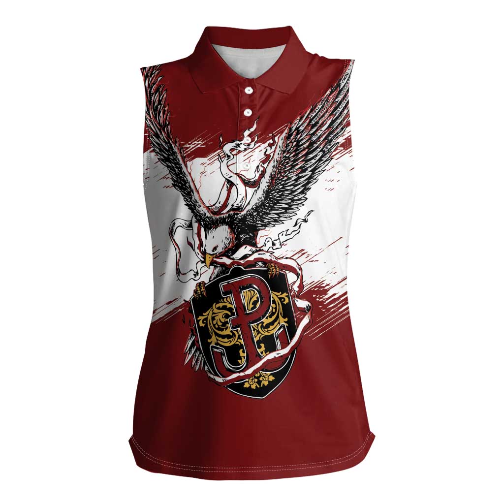Poland Personalized Grunge Eagle Women Sleeveless Polo Shirt Polska Walczaca