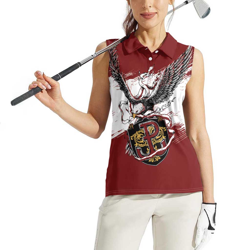 Poland Personalized Grunge Eagle Women Sleeveless Polo Shirt Polska Walczaca