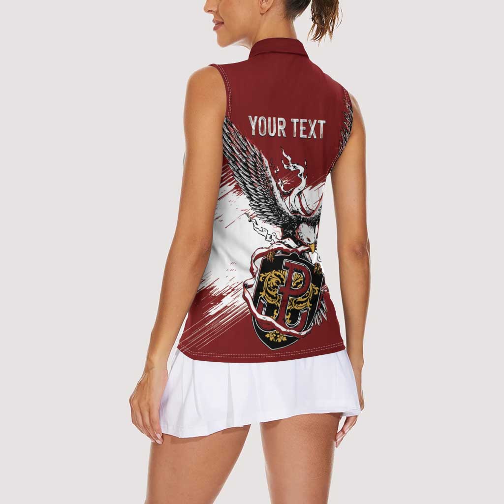 Poland Personalized Grunge Eagle Women Sleeveless Polo Shirt Polska Walczaca