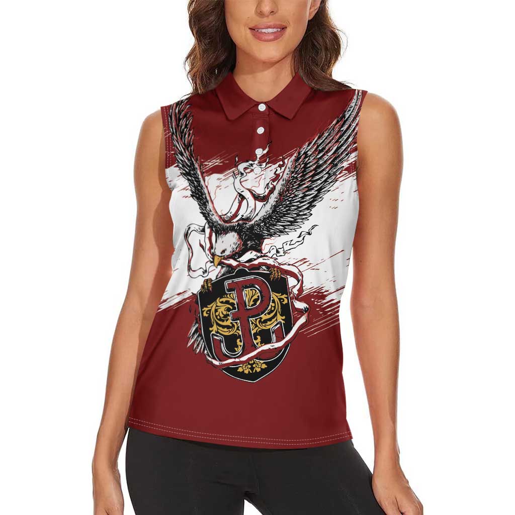 Poland Personalized Grunge Eagle Women Sleeveless Polo Shirt Polska Walczaca