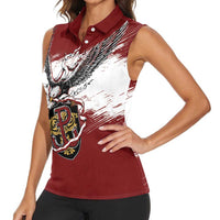 Poland Personalized Grunge Eagle Women Sleeveless Polo Shirt Polska Walczaca
