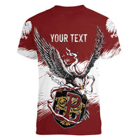 Poland Personalized Grunge Eagle Women V-Neck T-Shirt Polska Walczaca