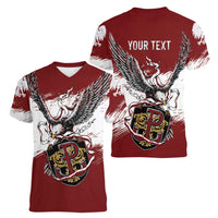 Poland Personalized Grunge Eagle Women V-Neck T-Shirt Polska Walczaca