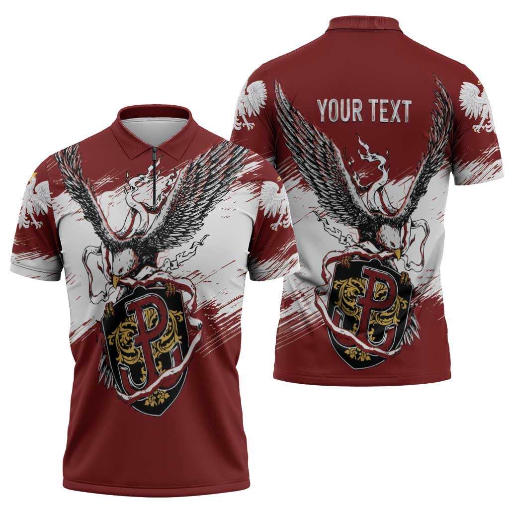 Poland Personalized Grunge Eagle Zipper Polo Shirt Polska Walczaca