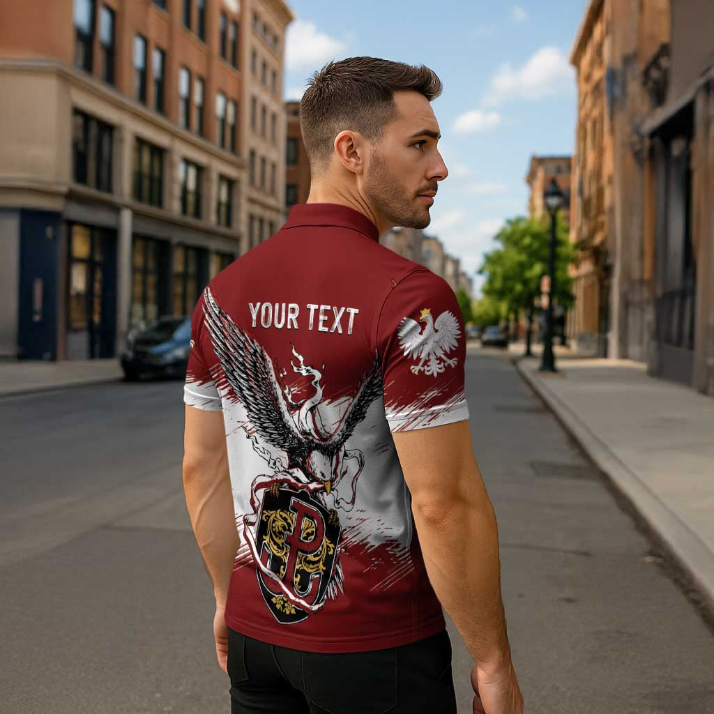 Poland Personalized Grunge Eagle Zipper Polo Shirt Polska Walczaca